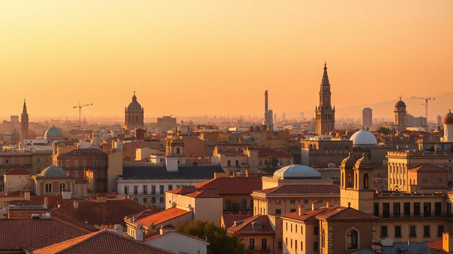 Panorámica editorial de Barcelona en tonos terracota y crema